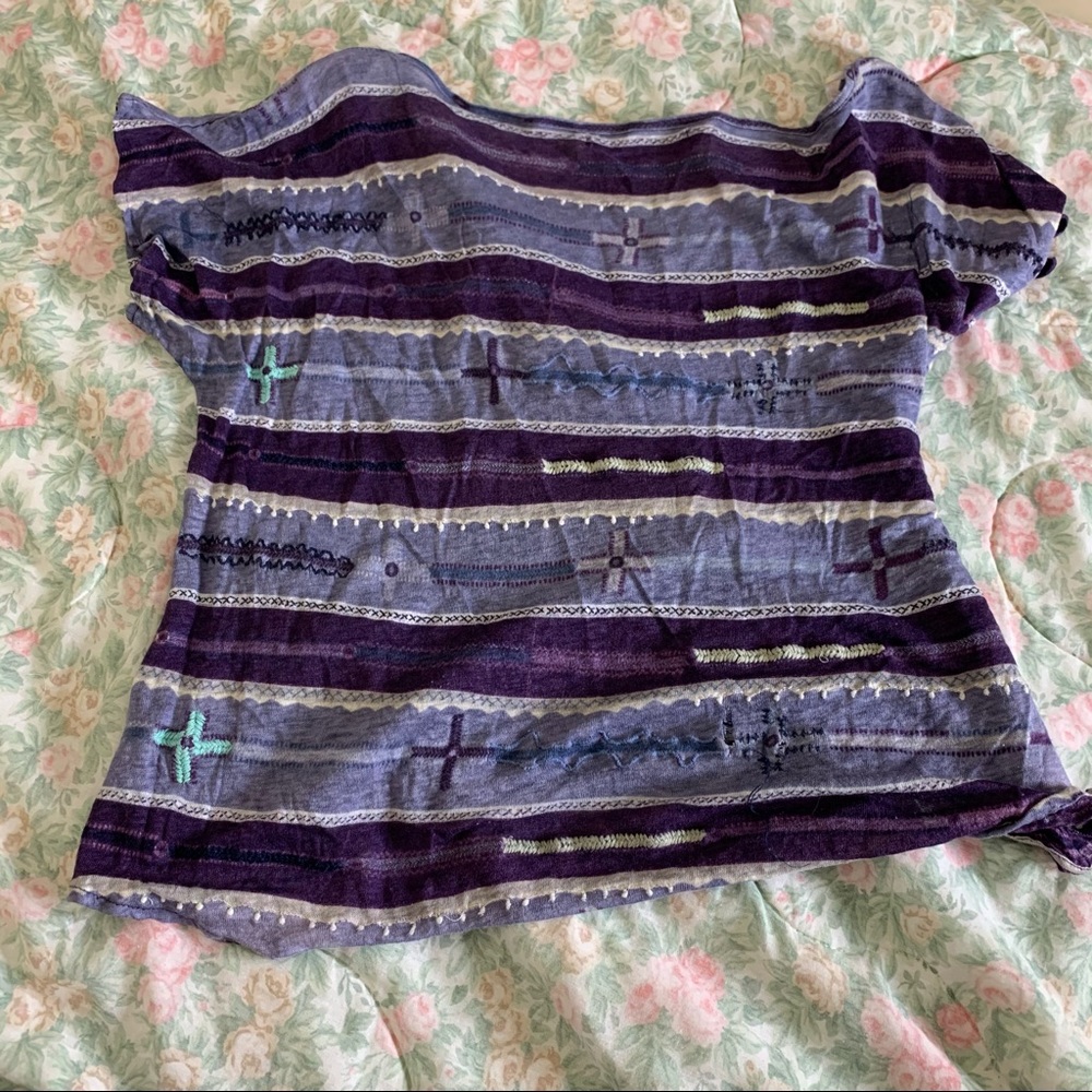 5/$25 Sale ☀️ Patterson J. Kincaid Woven Linen Boxy Striped Top